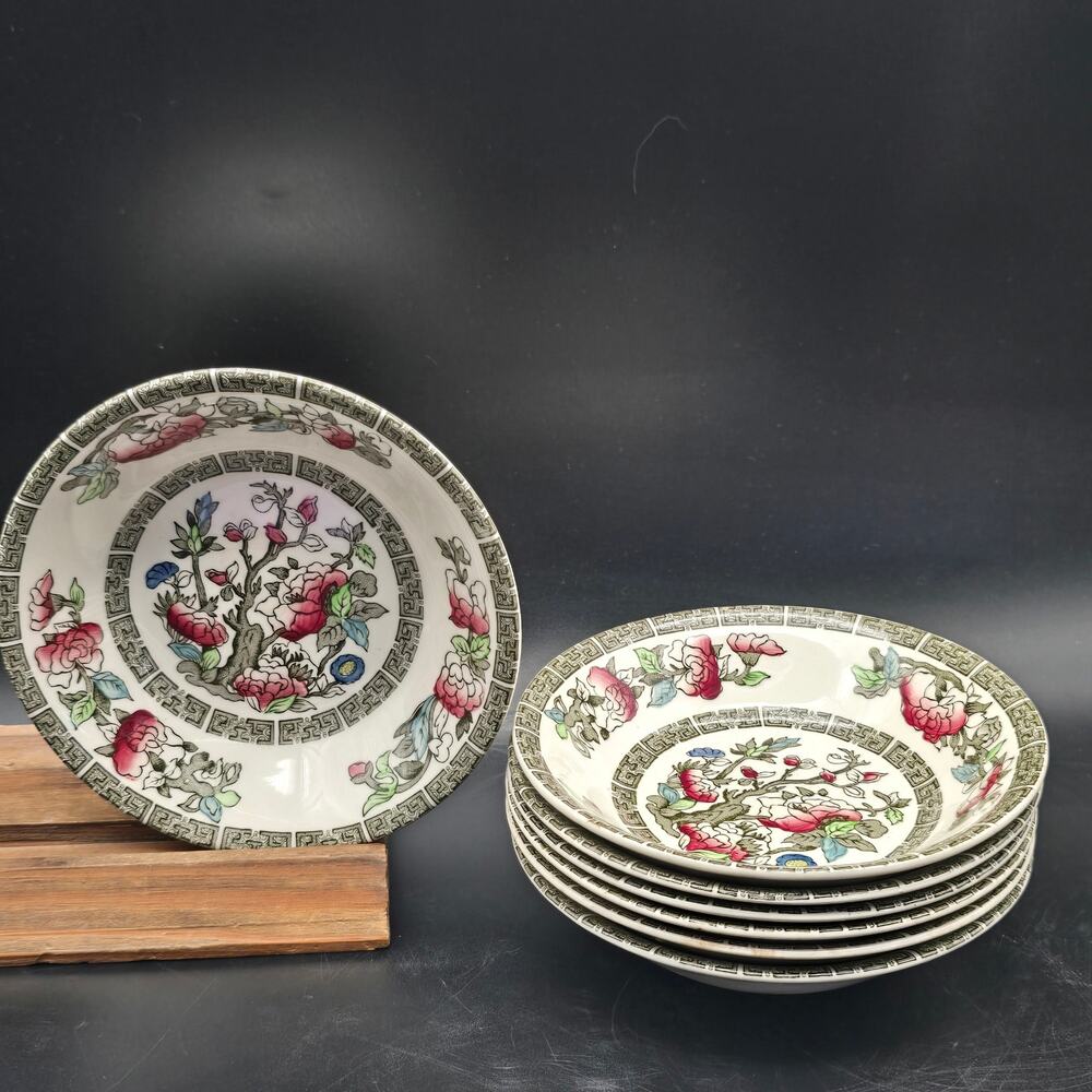 Johnson Bros Indian Tree Fruit Bowls Set of 7 Vintage Asian Floral